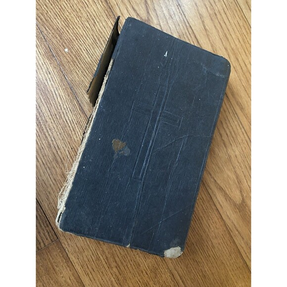 VTG 1936 Christian Table Home Decor Leather Worn Cross Holy ‘Following The Mass’